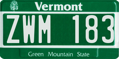 VT license plate ZWM183