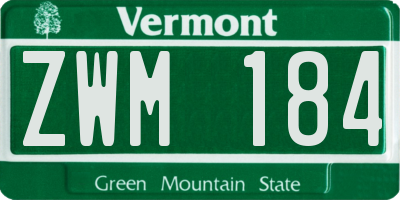 VT license plate ZWM184