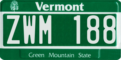 VT license plate ZWM188