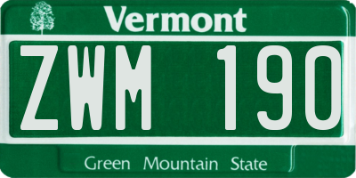 VT license plate ZWM190