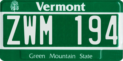 VT license plate ZWM194