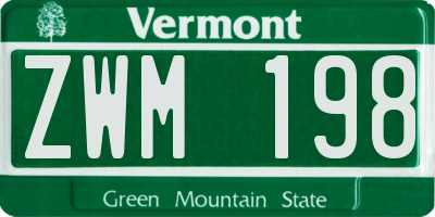 VT license plate ZWM198