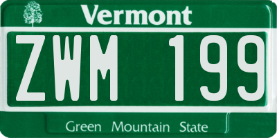 VT license plate ZWM199