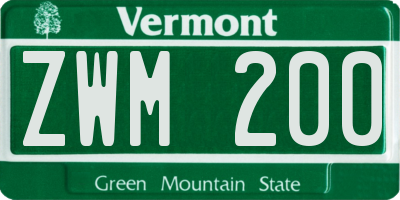 VT license plate ZWM200
