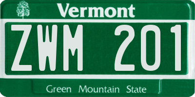 VT license plate ZWM201