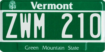 VT license plate ZWM210