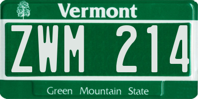 VT license plate ZWM214