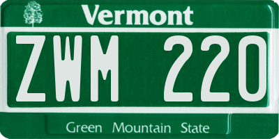 VT license plate ZWM220