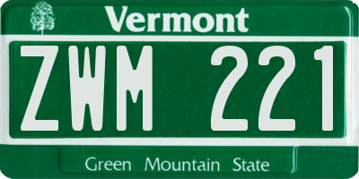 VT license plate ZWM221