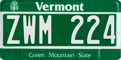 VT license plate ZWM224