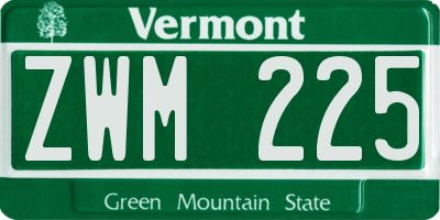 VT license plate ZWM225