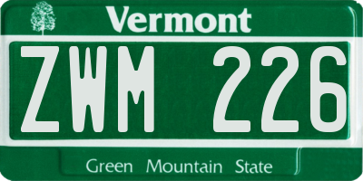VT license plate ZWM226