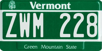 VT license plate ZWM228