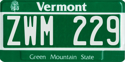 VT license plate ZWM229