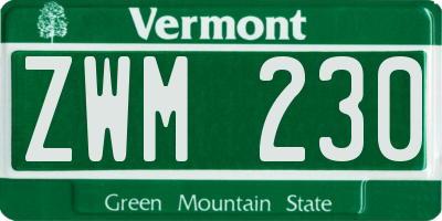 VT license plate ZWM230