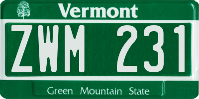 VT license plate ZWM231
