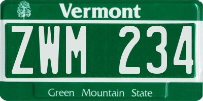 VT license plate ZWM234