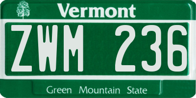 VT license plate ZWM236