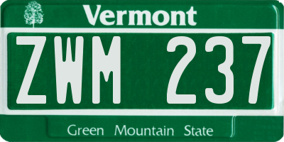 VT license plate ZWM237