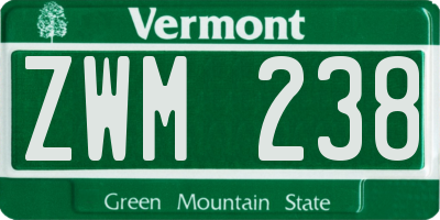 VT license plate ZWM238