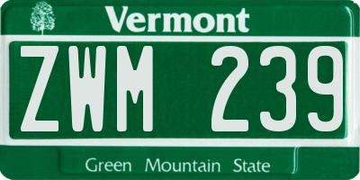 VT license plate ZWM239