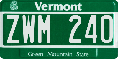 VT license plate ZWM240