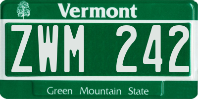VT license plate ZWM242