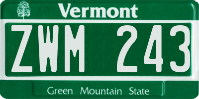 VT license plate ZWM243