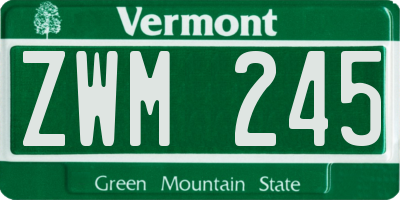 VT license plate ZWM245