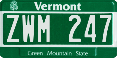 VT license plate ZWM247