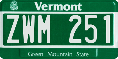 VT license plate ZWM251