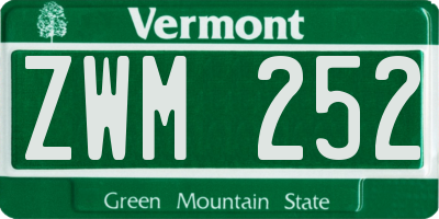 VT license plate ZWM252