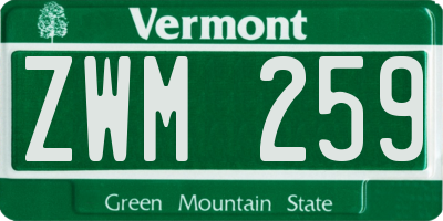 VT license plate ZWM259