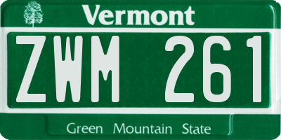 VT license plate ZWM261