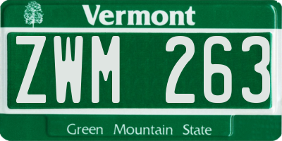 VT license plate ZWM263