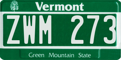 VT license plate ZWM273
