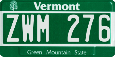 VT license plate ZWM276