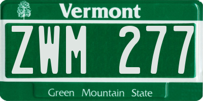 VT license plate ZWM277