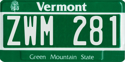 VT license plate ZWM281