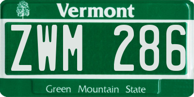VT license plate ZWM286