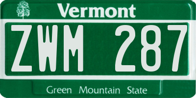 VT license plate ZWM287