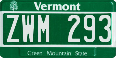VT license plate ZWM293