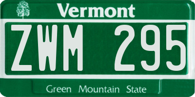 VT license plate ZWM295