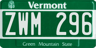 VT license plate ZWM296