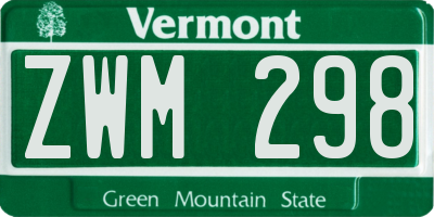 VT license plate ZWM298