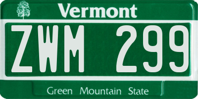 VT license plate ZWM299