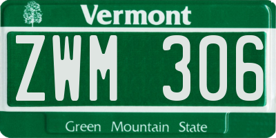 VT license plate ZWM306