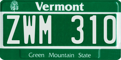 VT license plate ZWM310