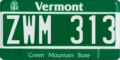 VT license plate ZWM313