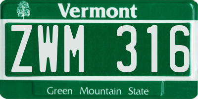 VT license plate ZWM316